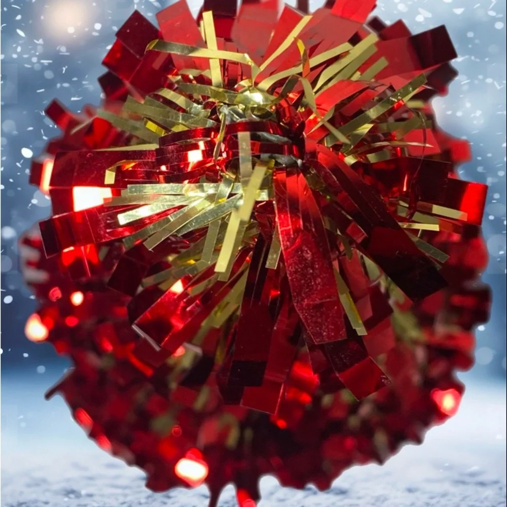 Festive Red and Gold Tinsel Christmas Tree